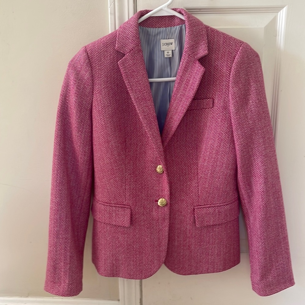 Pink Herringbone Blazer